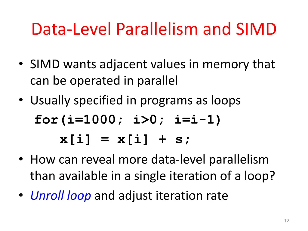 data level parallelism and simd