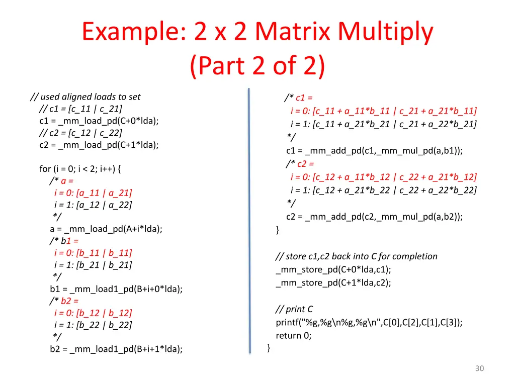 example 2 x 2 matrix multiply part 2 of 2