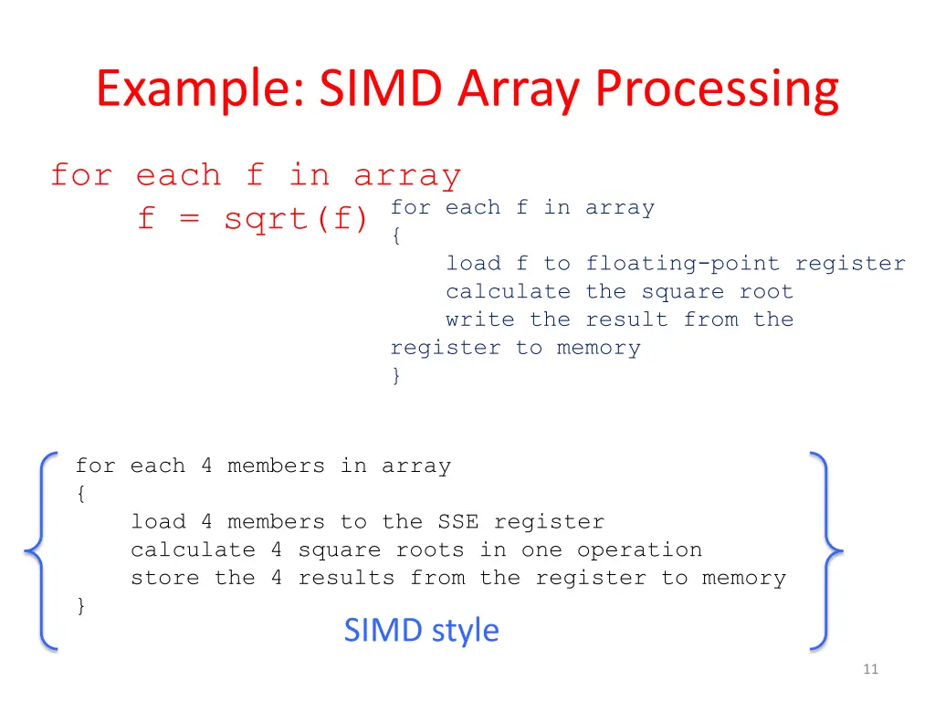 example simd array processing