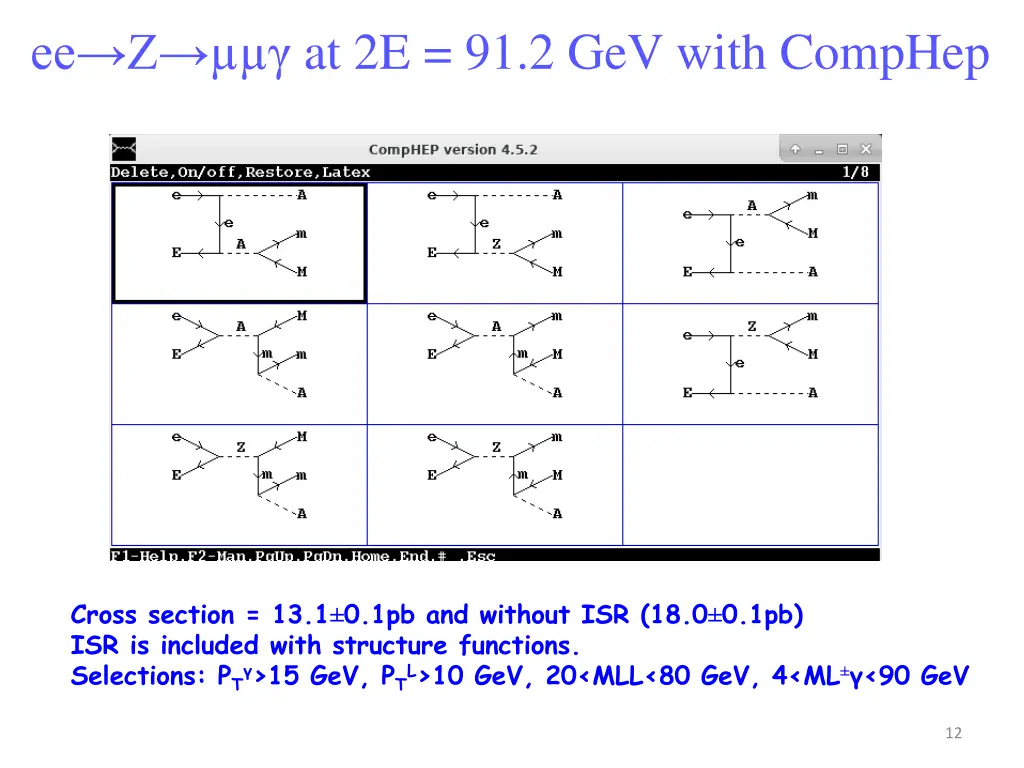 ee z at 2e 91 2 gev with comphep