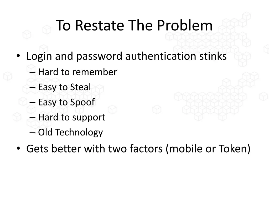 to restate the problem