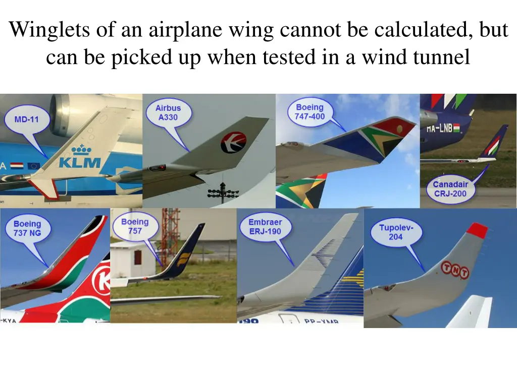 winglets of an airplane wing cannot be calculated