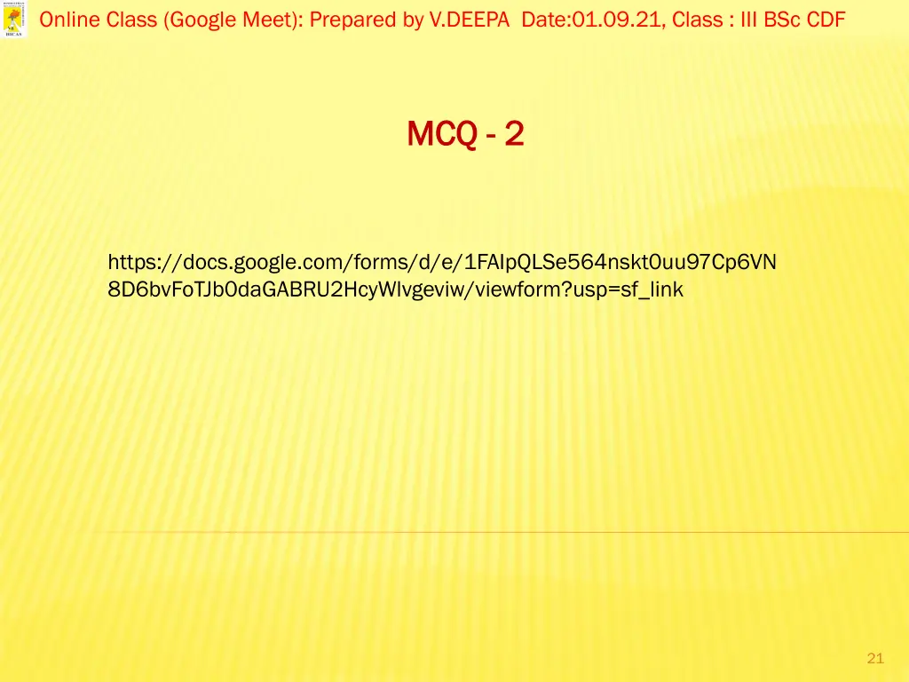 online class google meet prepared by v deepa date 19