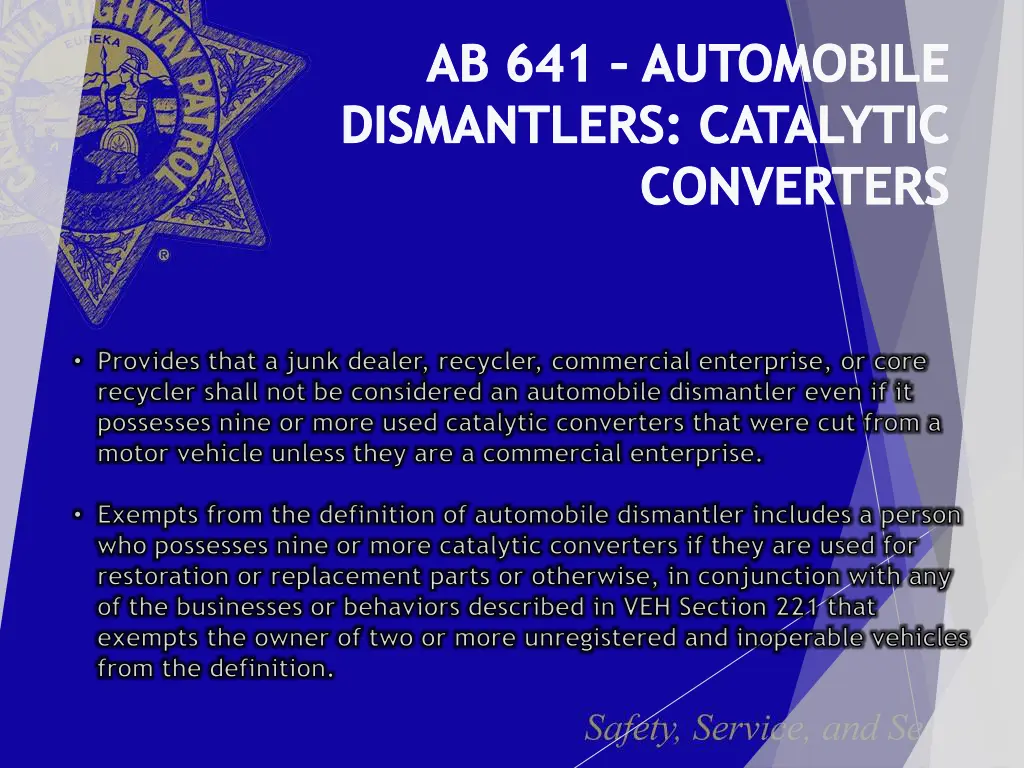 ab 641 automobile dismantlers catalytic converters