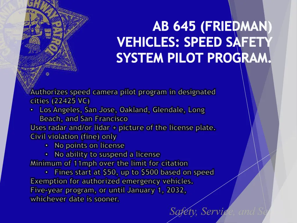 ab 645 friedman vehicles speed safety system