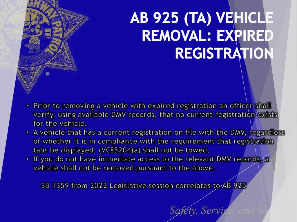 ab 925 ta vehicle removal expired registration