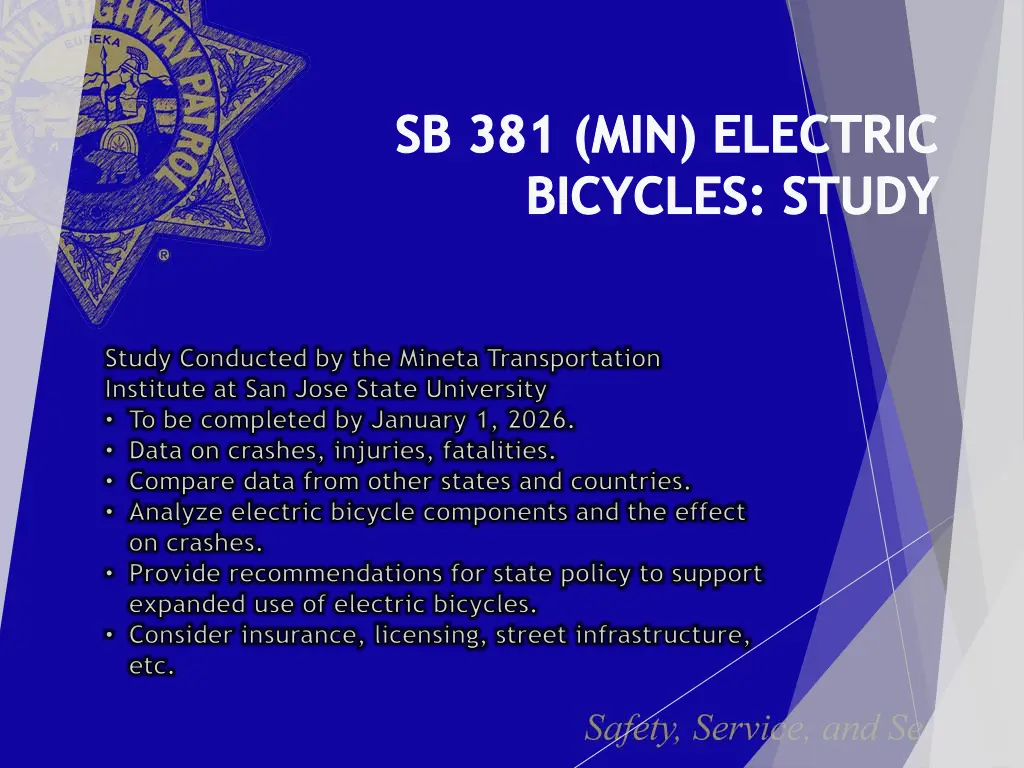 sb 381 min electric bicycles study