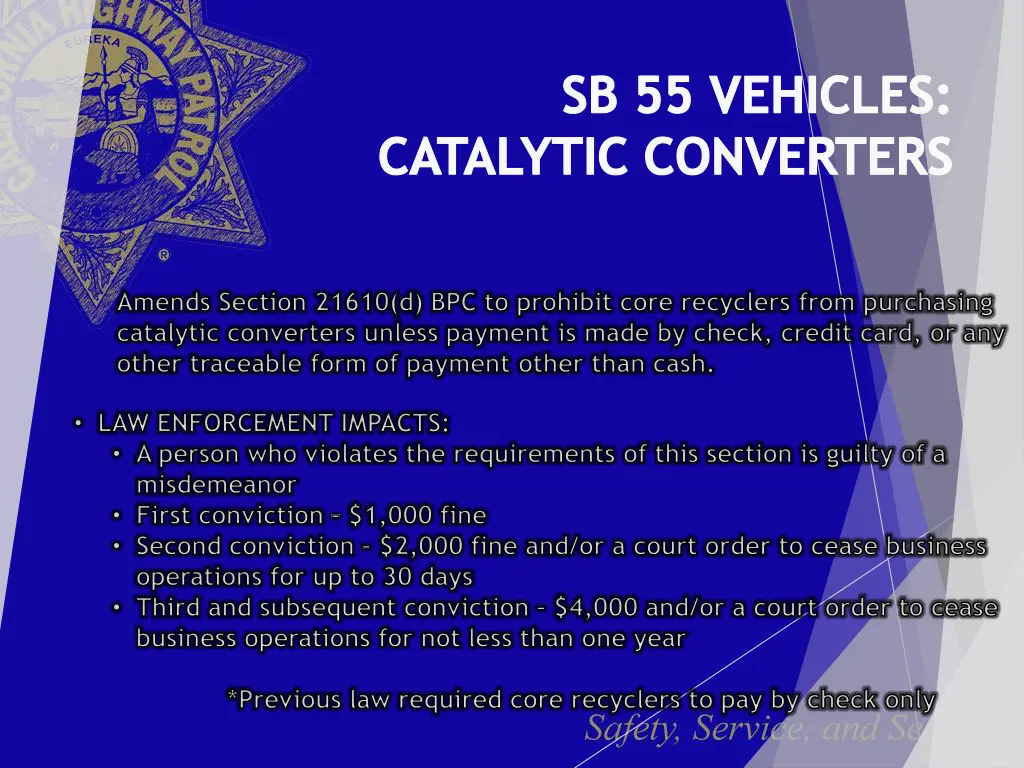 sb 55 vehicles catalytic converters