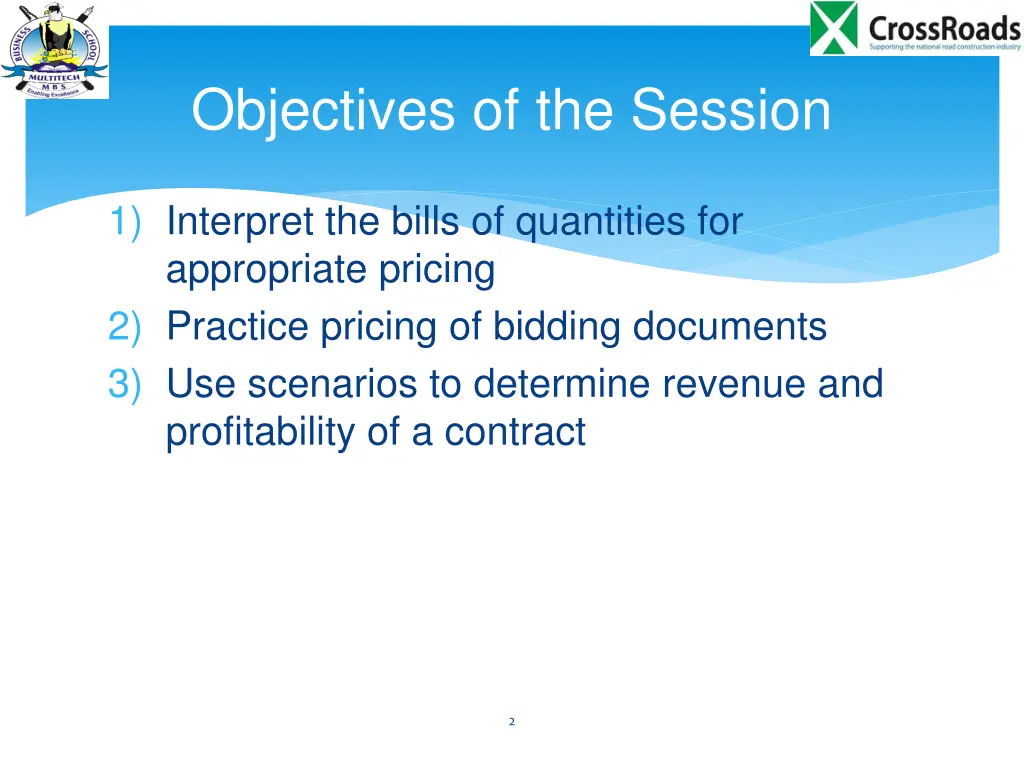 objectives of the session