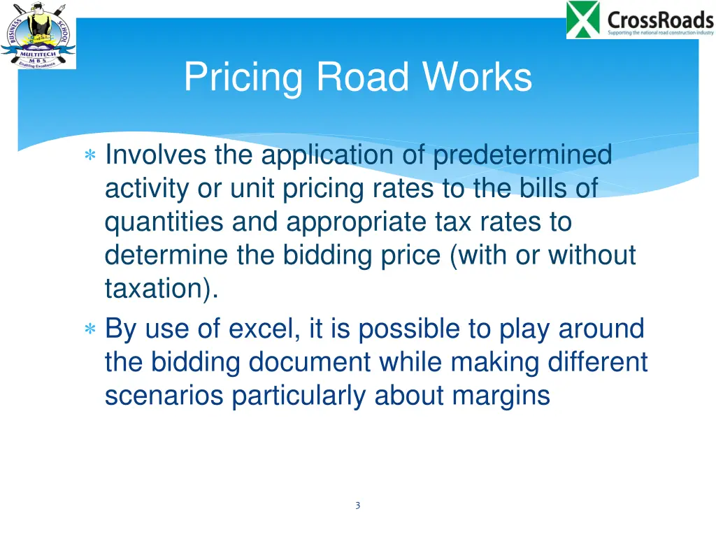 pricing road works
