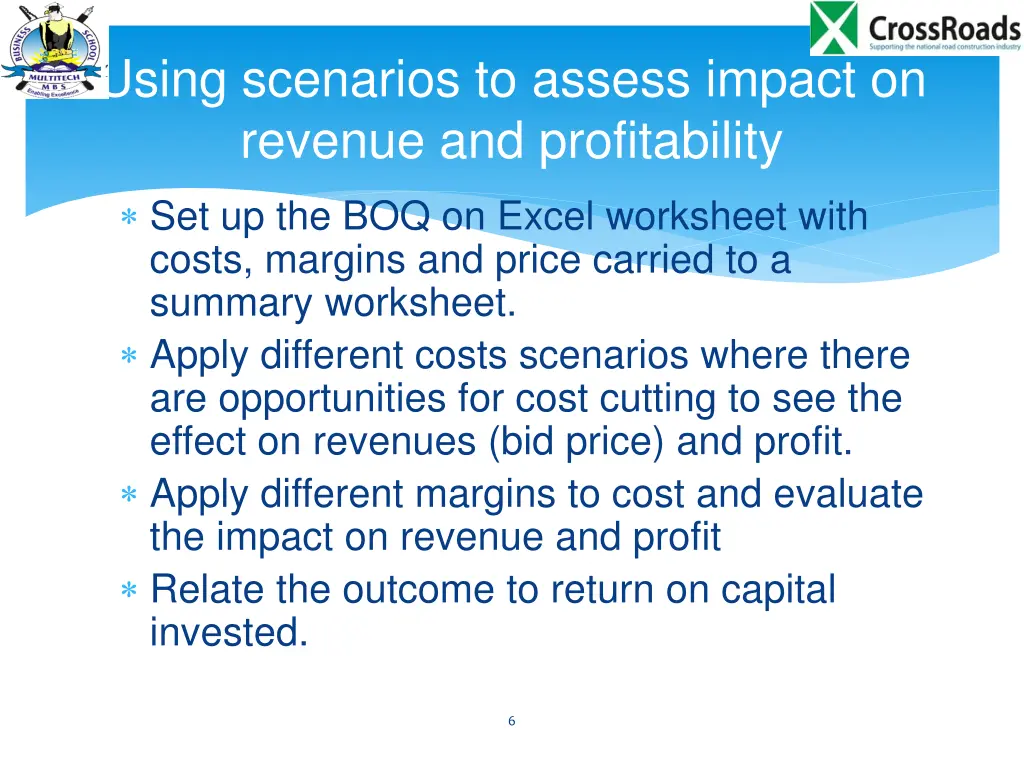 using scenarios to assess impact on revenue