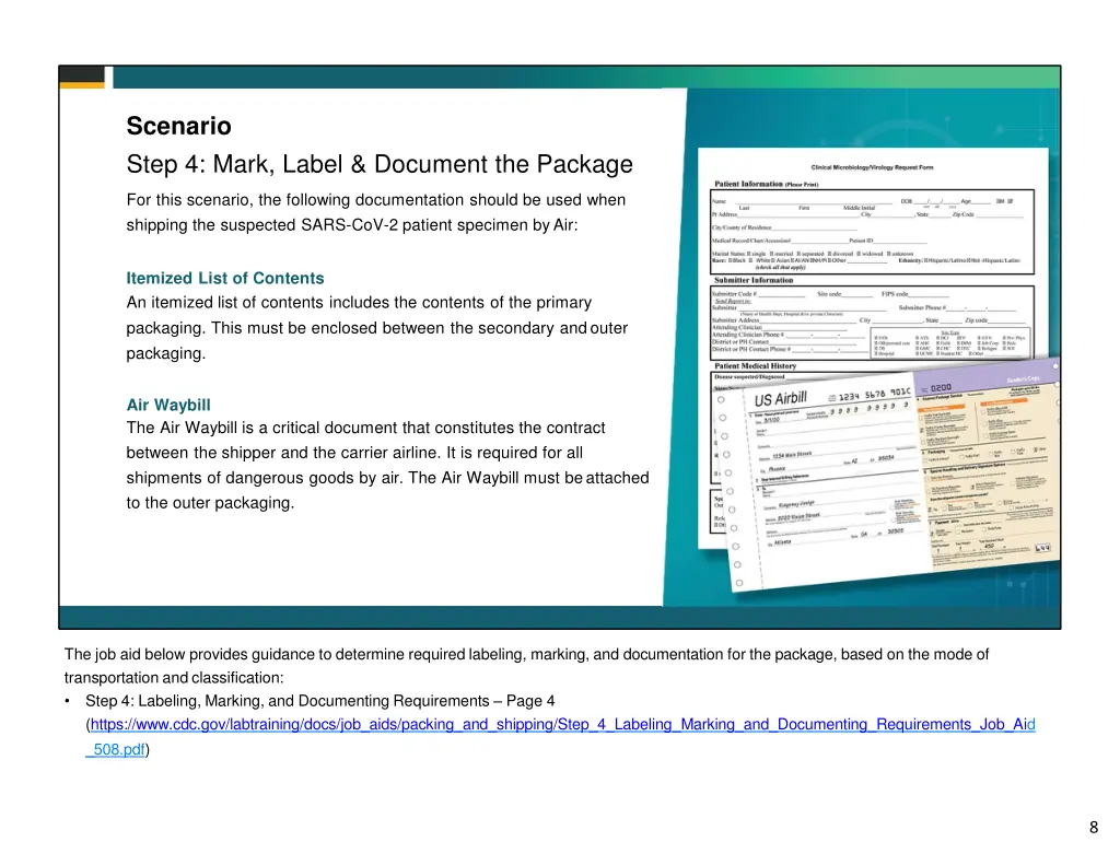 scenario step 4 mark label document the package 1