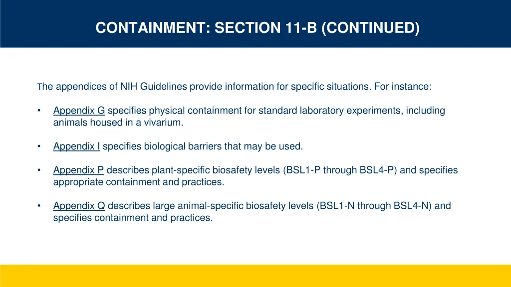 containment section 11 b continued