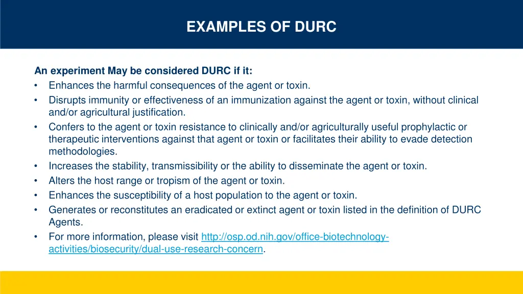 examples of durc