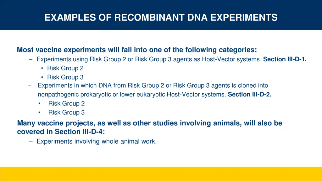 examples of recombinant dna experiments 1
