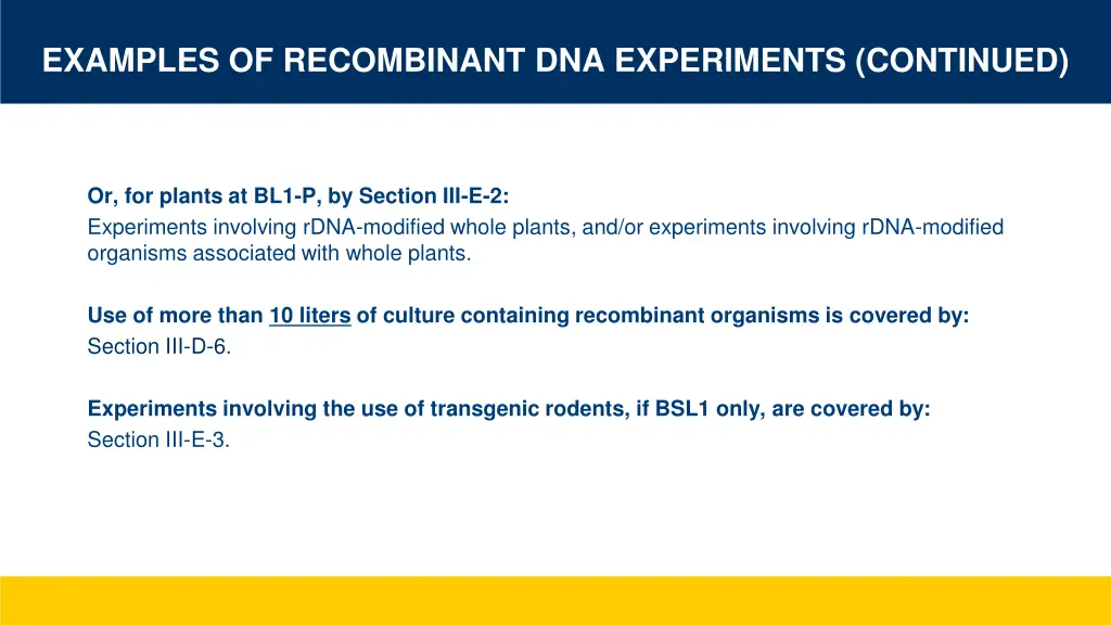 examples of recombinant dna experiments continued 1