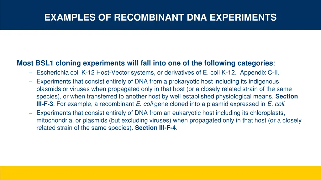 examples of recombinant dna experiments