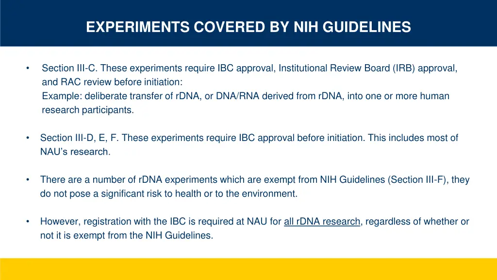 experiments covered by nih guidelines 1