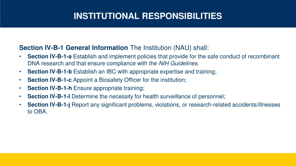 institutional responsibilities