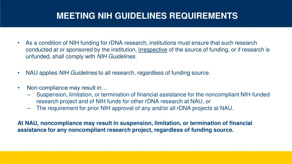 meeting nih guidelines requirements