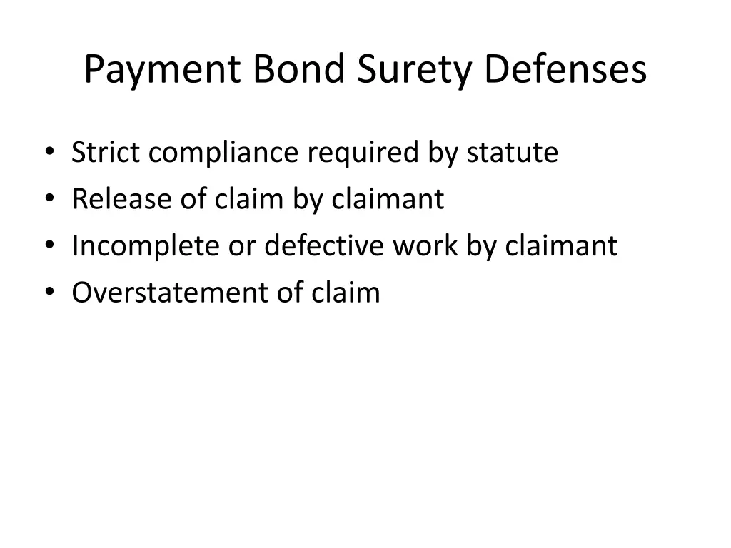 payment bond surety defenses
