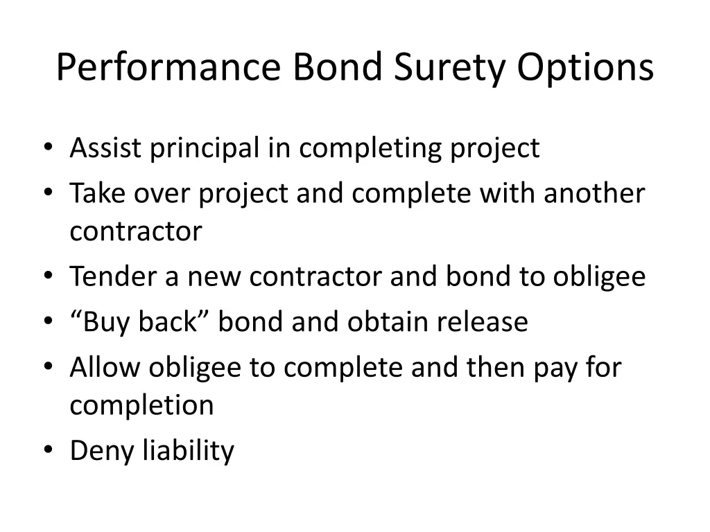 performance bond surety options