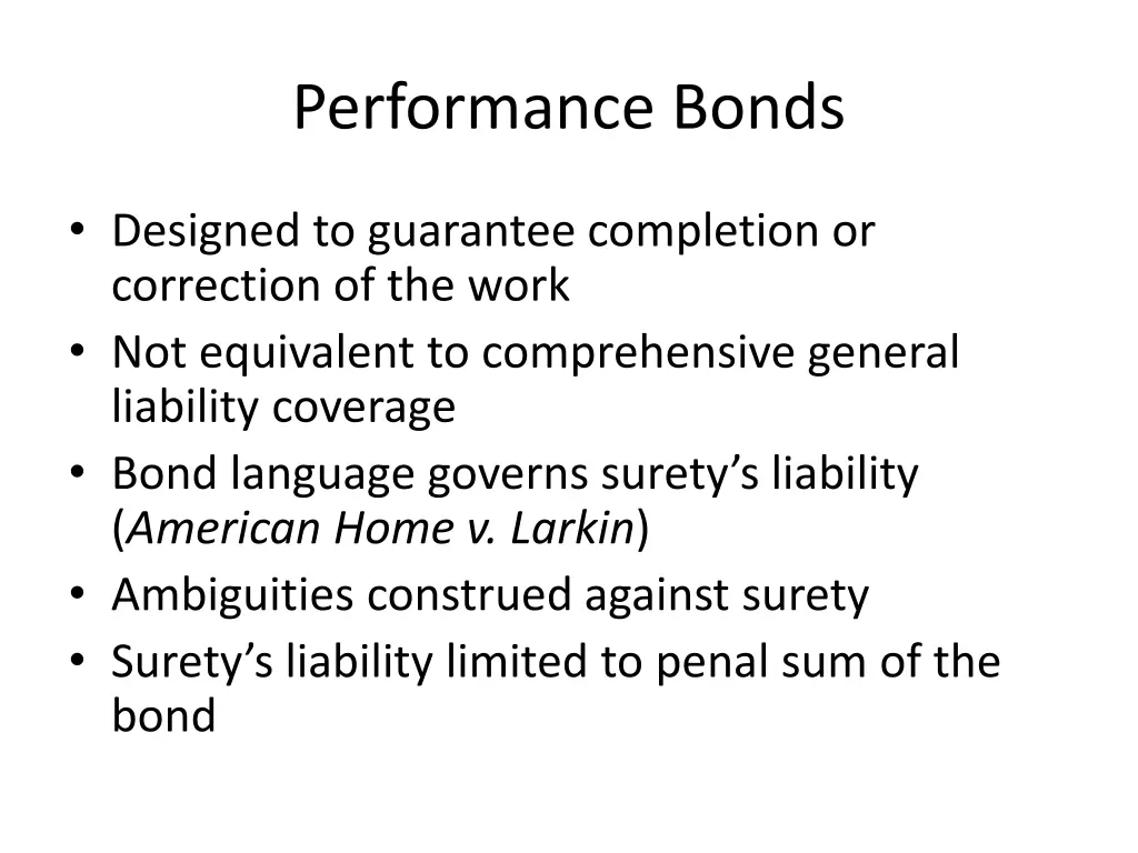 performance bonds