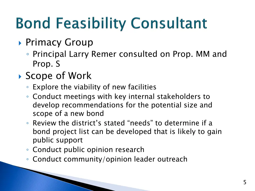 primacy group principal larry remer consulted