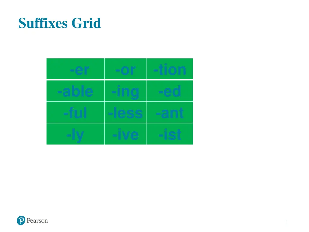 suffixes grid
