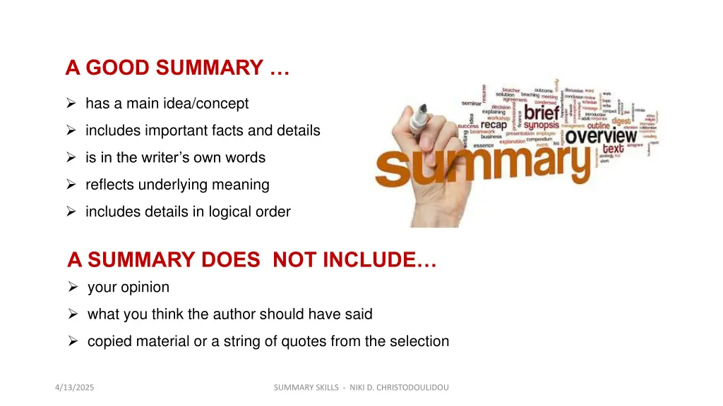 a good summary