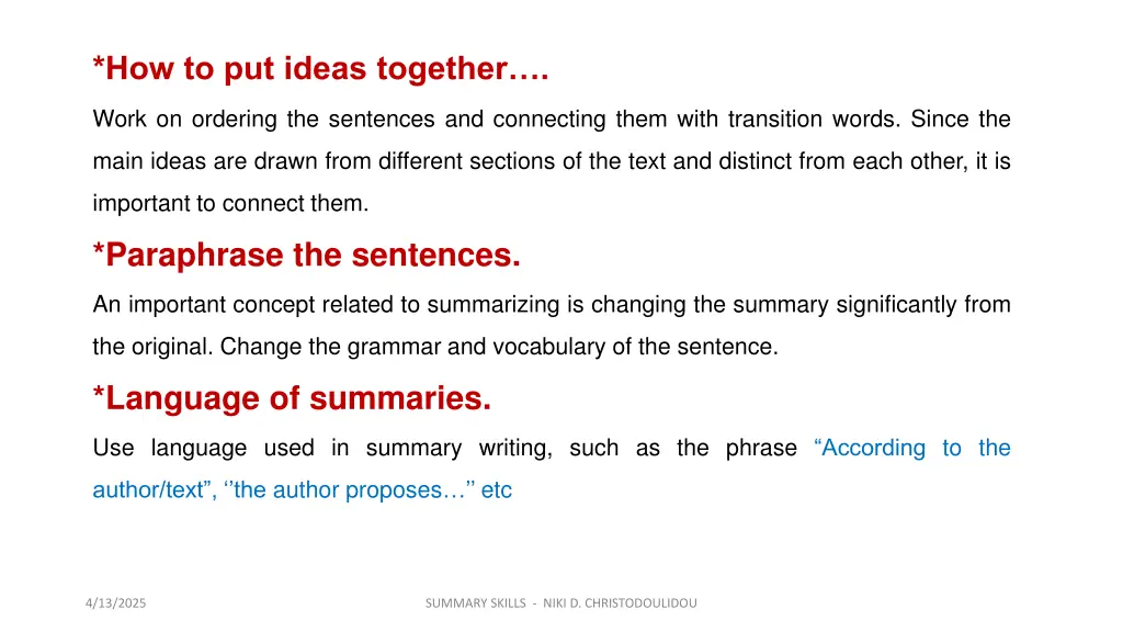 how to put ideas together