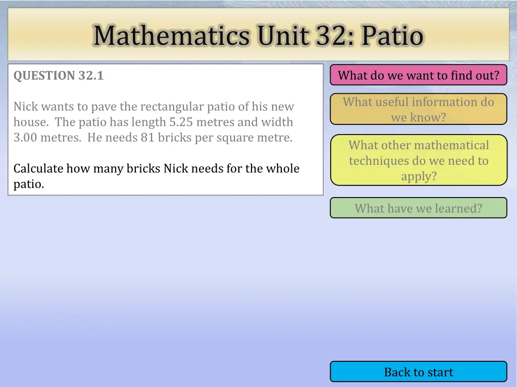 mathematics unit 32 patio 1