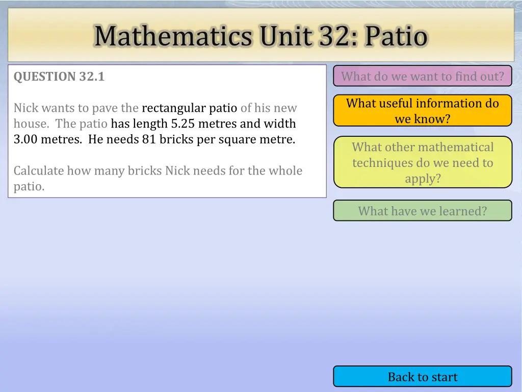 mathematics unit 32 patio 2