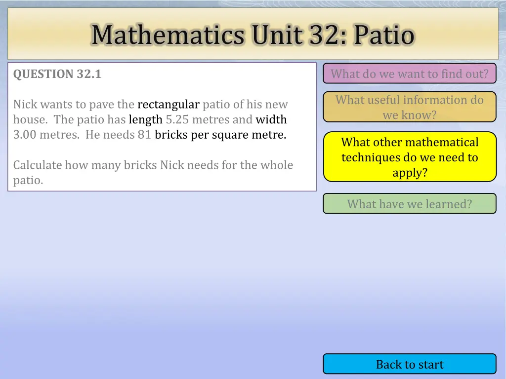 mathematics unit 32 patio 3