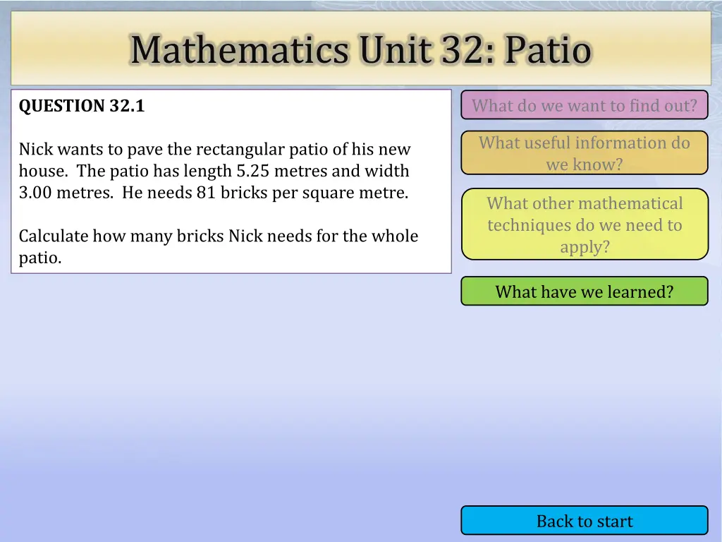 mathematics unit 32 patio 4