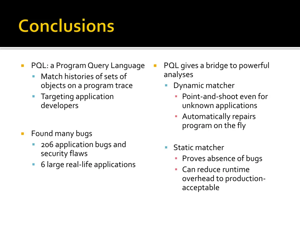 pql a program query language match histories