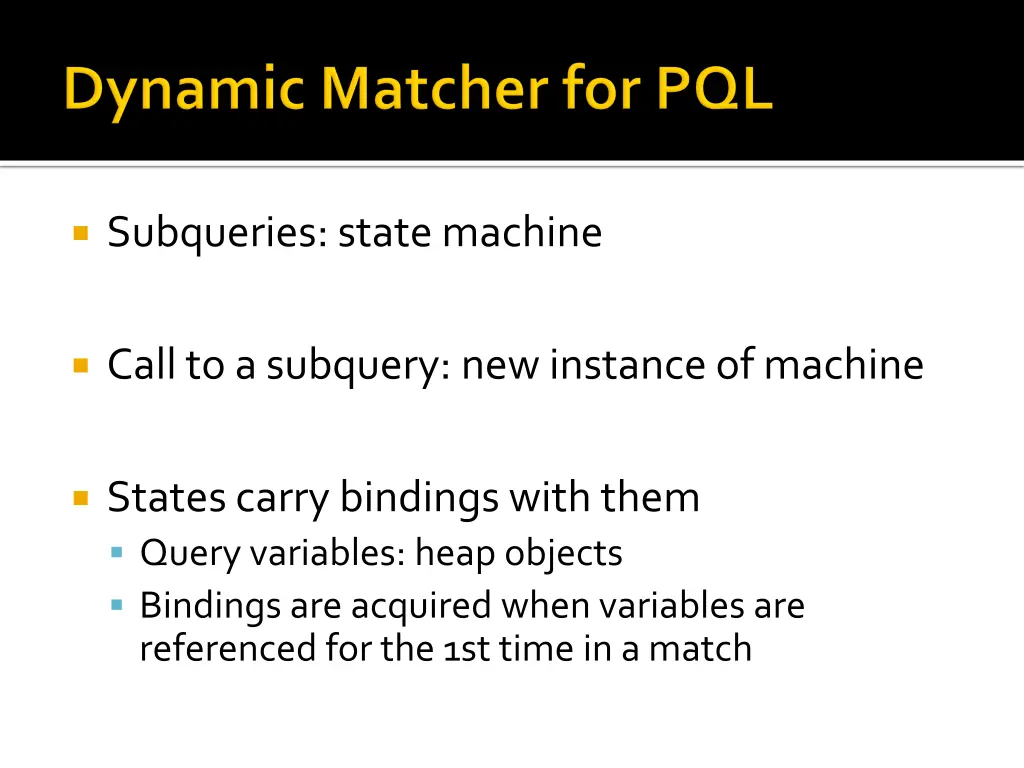 subqueries state machine
