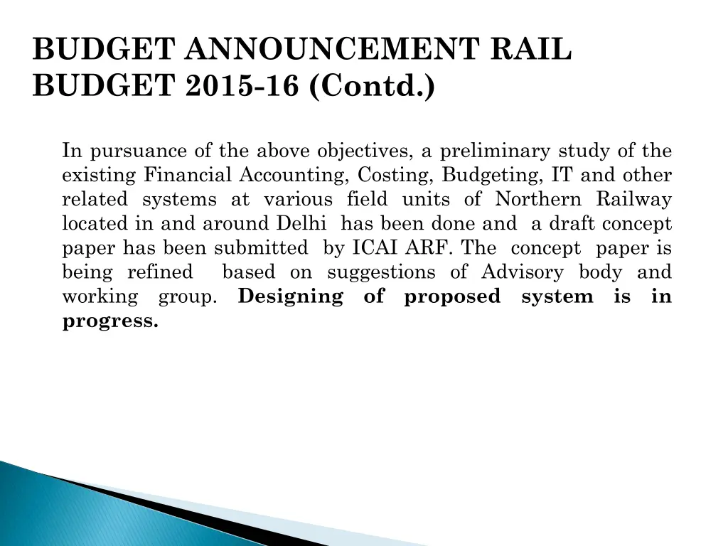 budget announcement rail budget 2015 16 contd