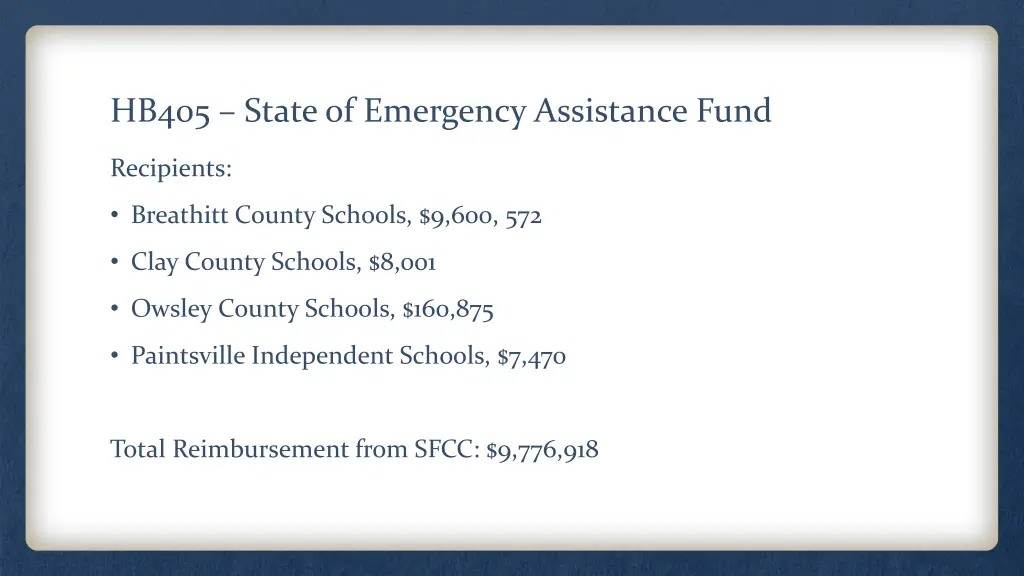 hb405 state of emergency assistance fund 1