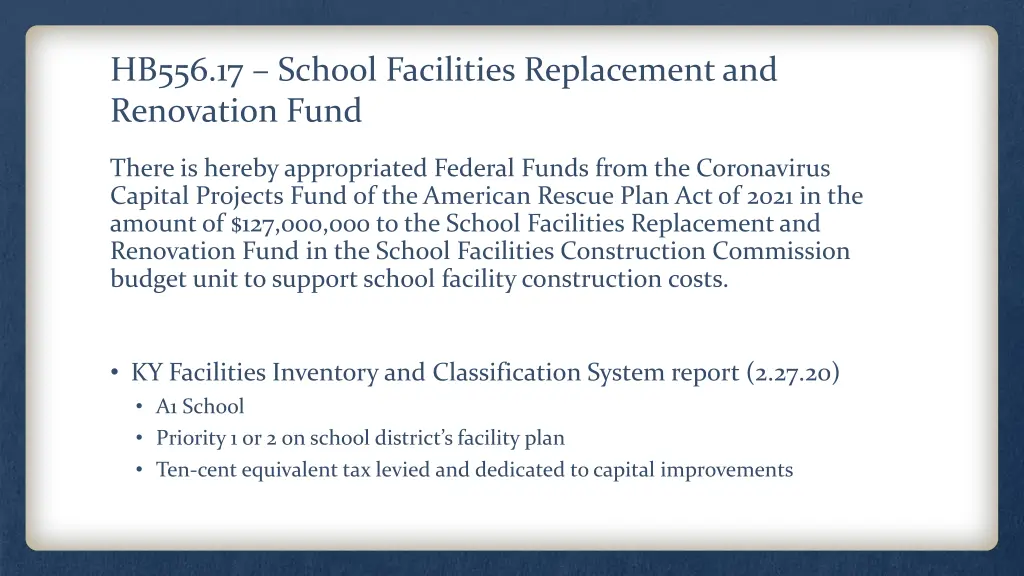 hb556 17 school facilities replacement