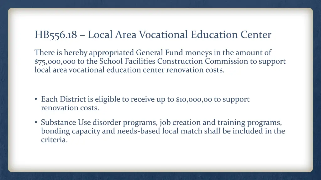 hb556 18 local area vocational education center