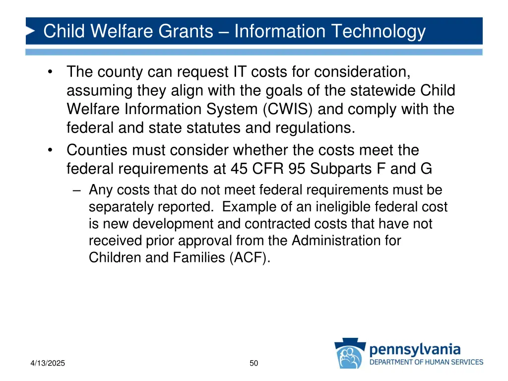 child welfare grants information technology