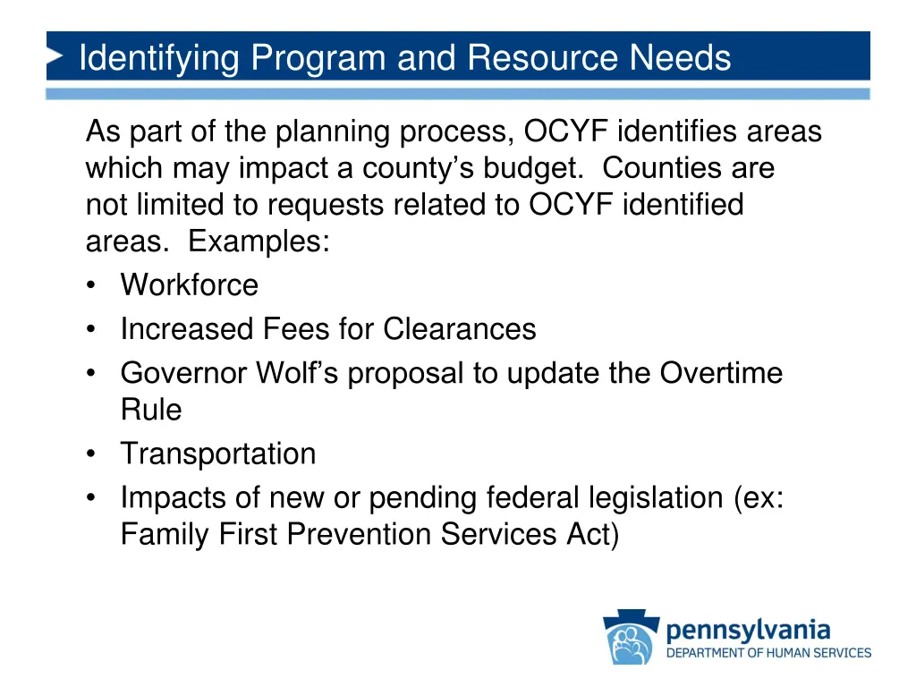 identifying program and resource needs 1