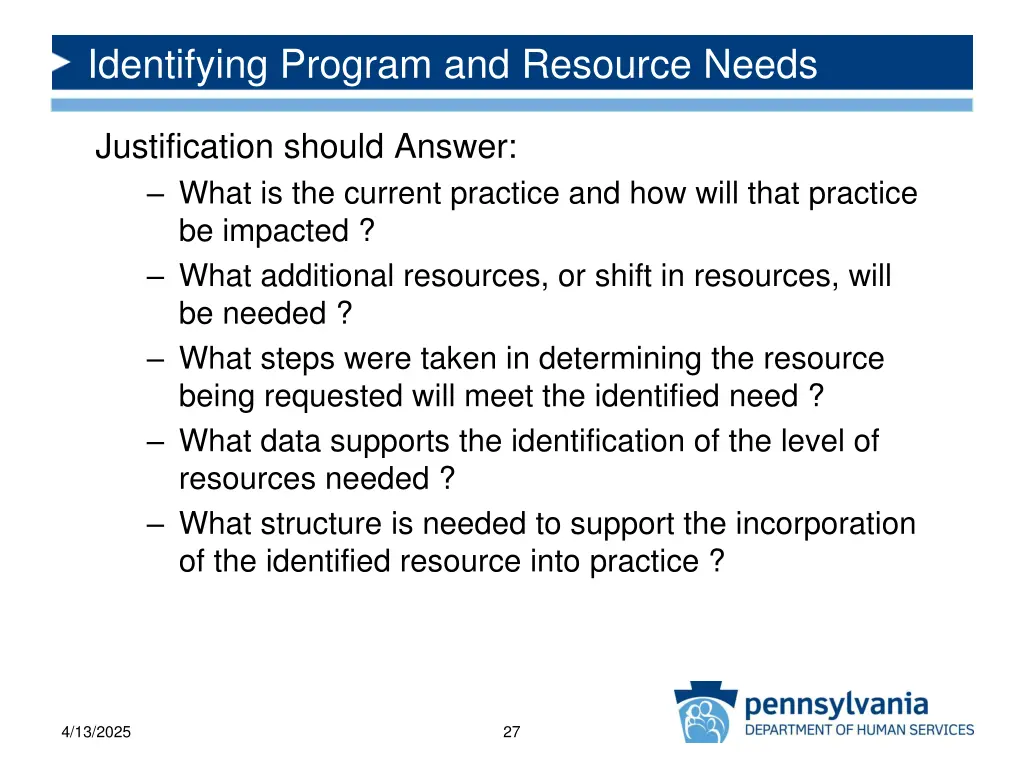 identifying program and resource needs 7