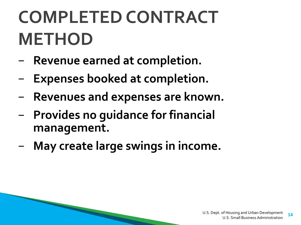 completed contract method revenue earned