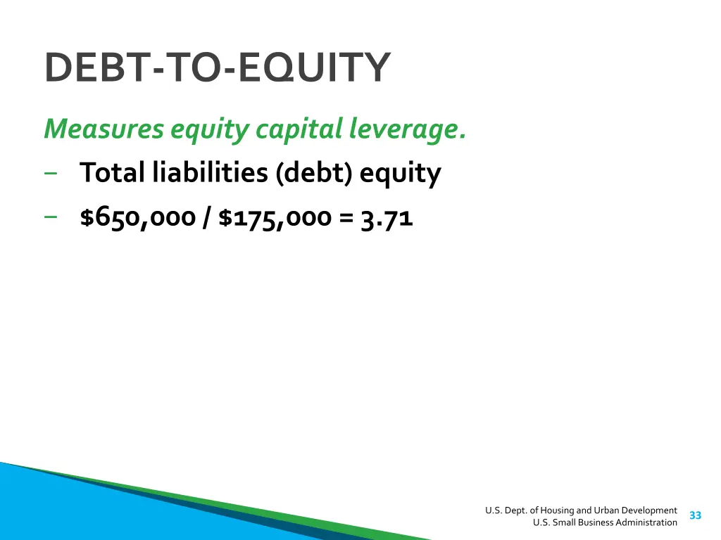 debt to equity