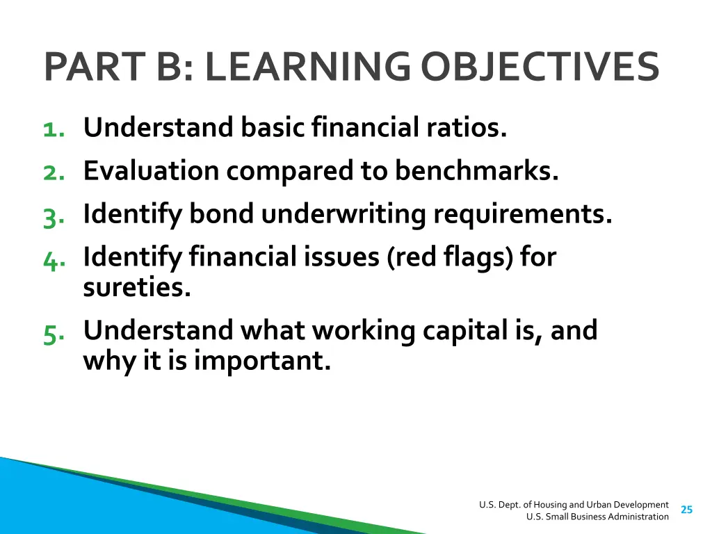 part b learning objectives