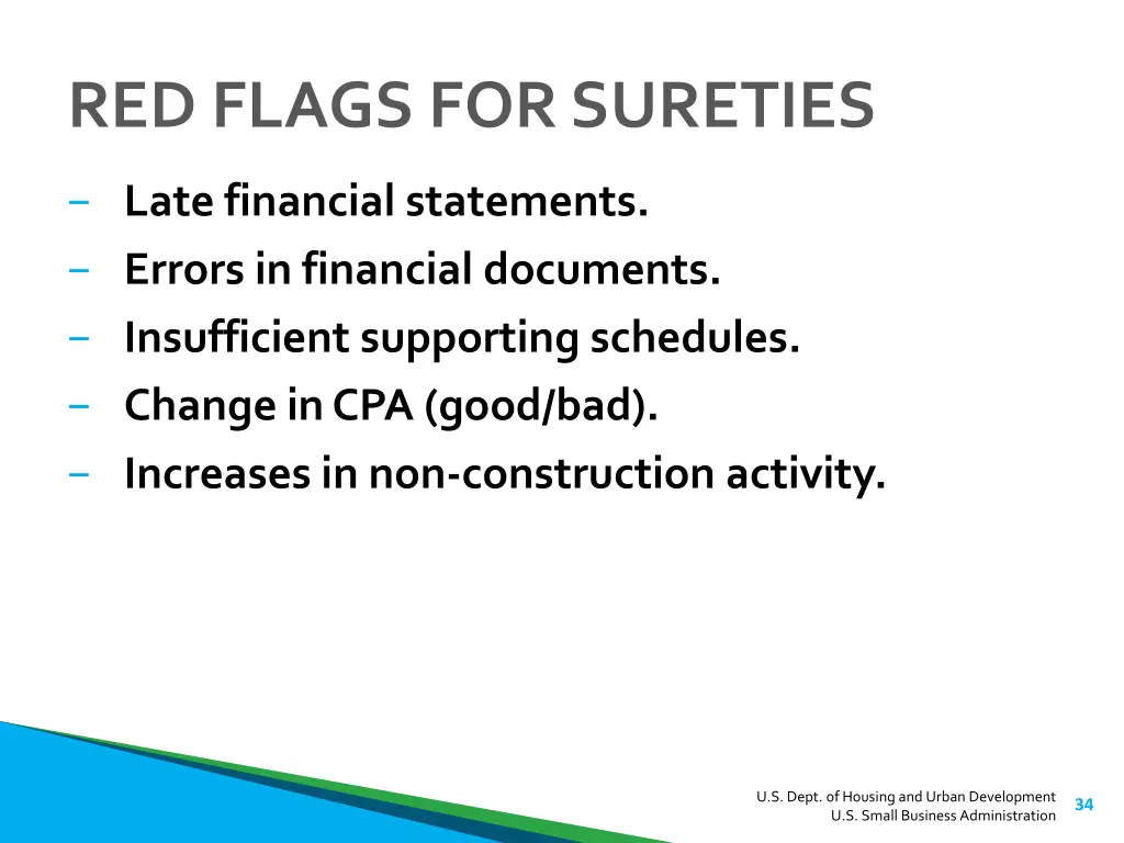 red flags for sureties