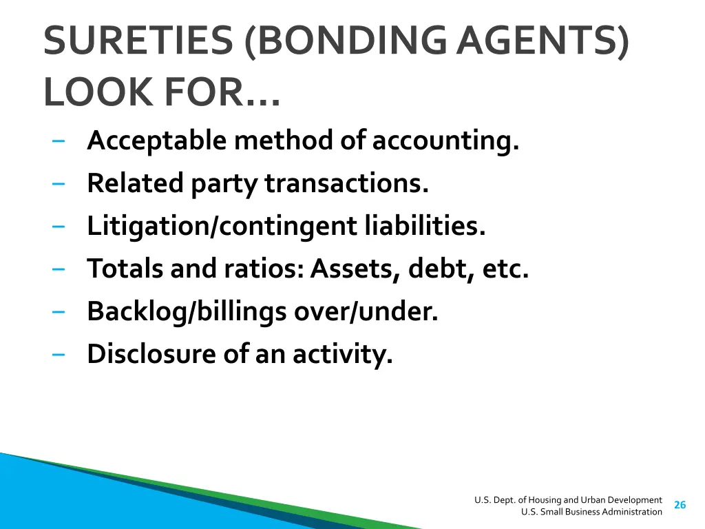 sureties bonding agents look for