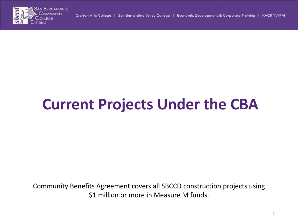 current projects under the cba